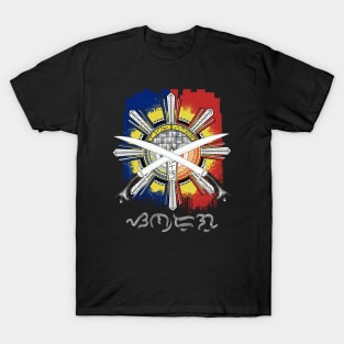 Philippine Flag Sun/Ginunting sword/Baybayin word Sandugo (One Blood) T-Shirt